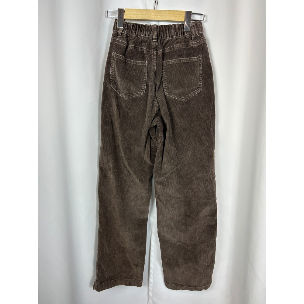 Brown Corduroy Wide Leg Pants High Rise Elastic Back Business Casual XS - Picture 5 of 7